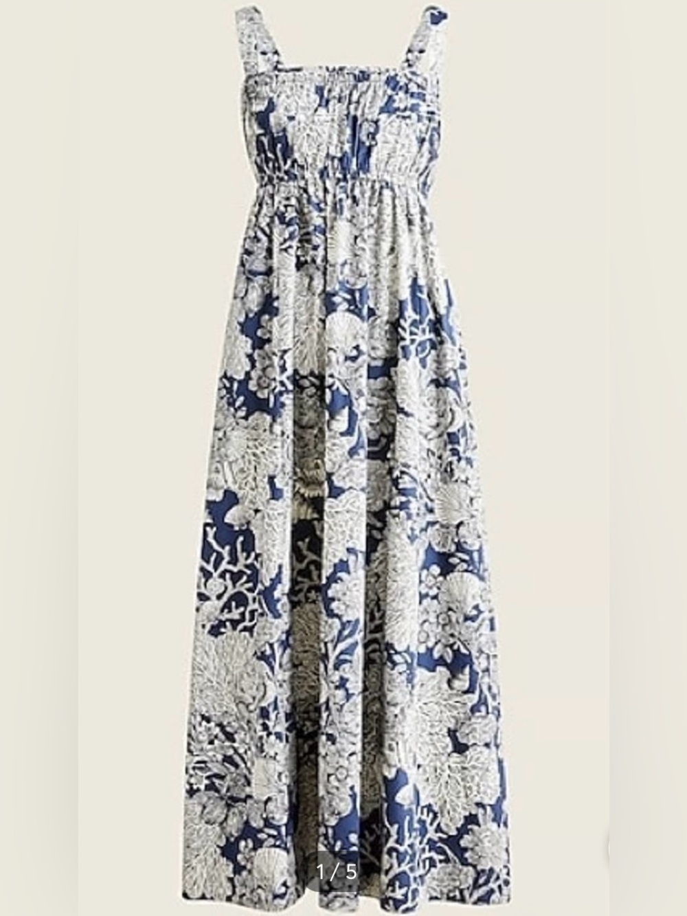 Size 14 J.Crew-Gathered tank midi dress Ratti seashell floral print in navy blue